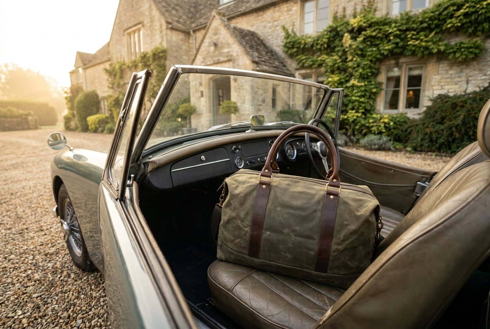 Leather weekender bag