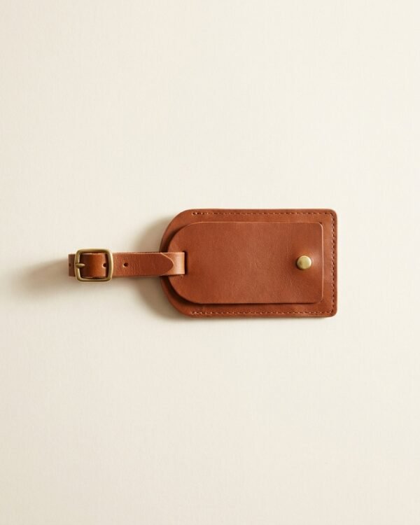 Platform Leather Luggage Tag — Cognac